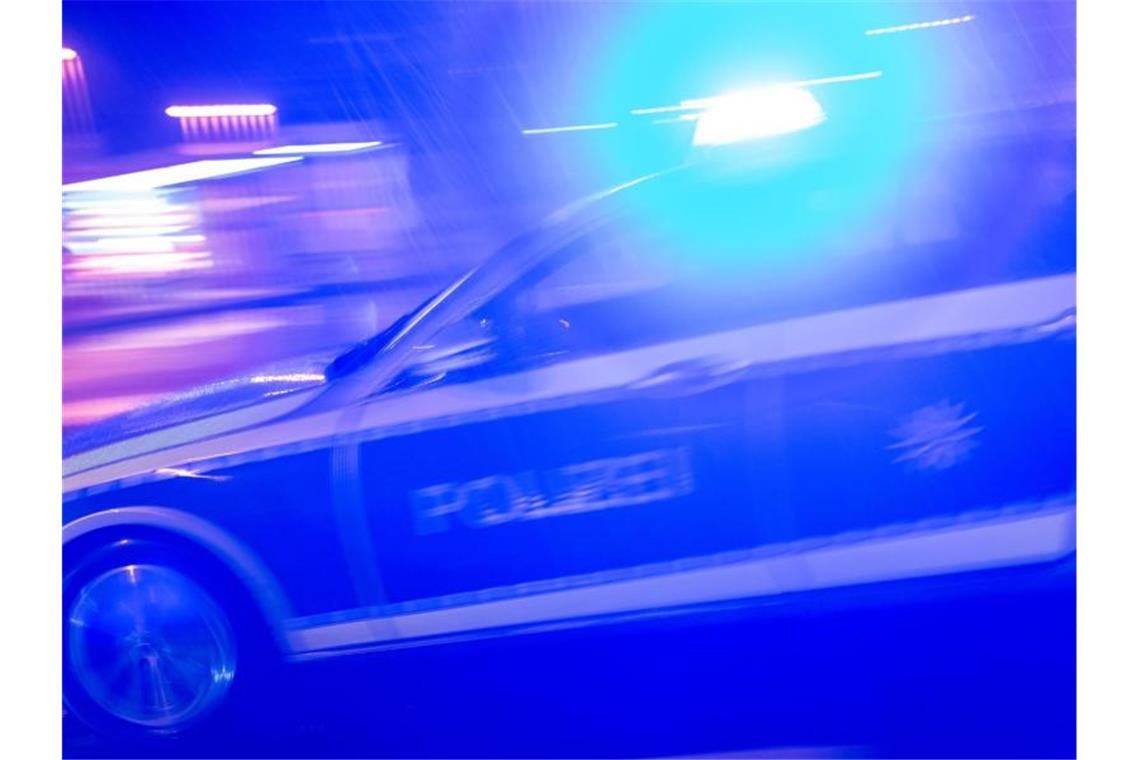 Ein Polizeiauto fährt im Einsatz mit Blaulicht über eine Straße. Foto: Patrick Seeger/dpa/Archivbild