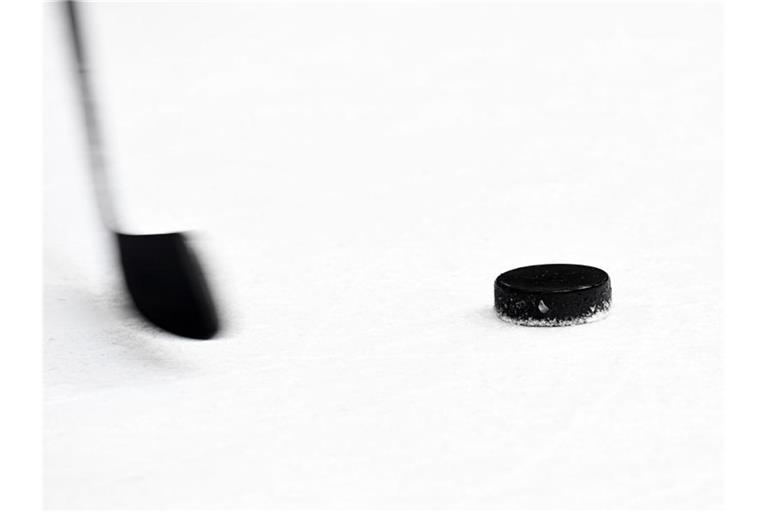 Ein Puck und ein Eishockeyschläger. Foto: Tobias Hase/dpa/Archivbild