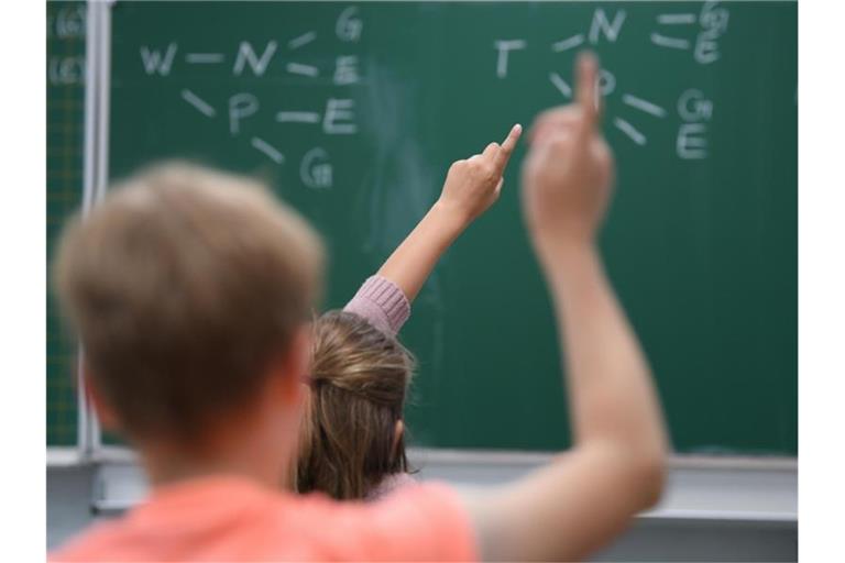 Ein Schüler meldet sich im Unterricht. Foto: Arne Dedert/dpa/Symbolbild