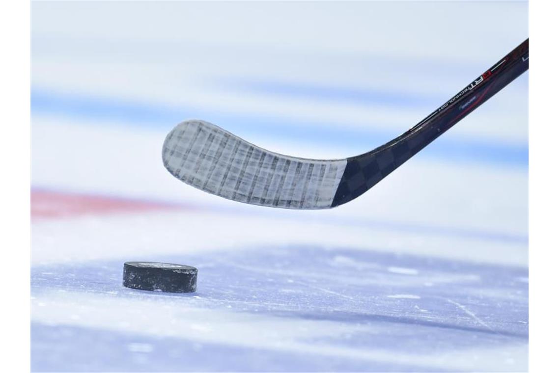 Ein Spieler spielt einen Puck. Foto: Uwe Anspach/dpa/Archivbild