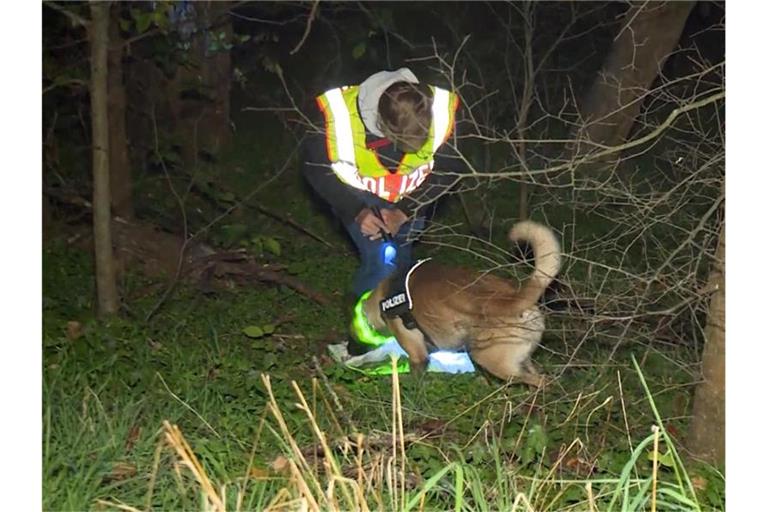 Ein Spürhund sucht nach einem vermissten Mann in Berlin. Nach dem Fund von Überresten eines seit rund zwei Monaten vermissten Mannes aus Berlin gibt es Hinweise auf Kannibalismus. Foto: -/Telenewsnetwork/dpa