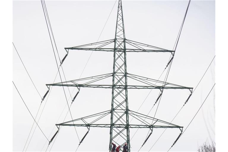Ein Strommast ist zu sehen. Foto: Frank Rumpenhorst/dpa/Symbolbild
