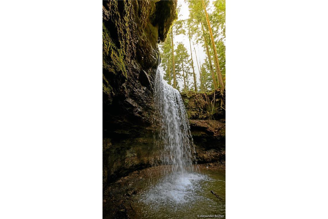 Ein tolles Fotomotiv: Der vordere Wasserfall des Hörschbaches in Murrhardt. Foto: Alexander Becher