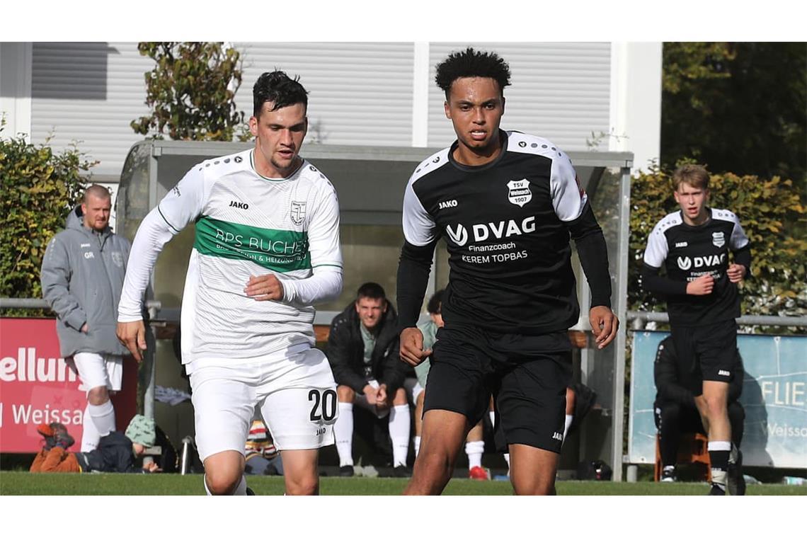 Ein Traumtor von Timo Dekorsy (re.) eröffnete die Aufholjagd für den TSV Weissach - für einen Punktgewinn gegen den FC Gerlingen reichte es jedoch nicht mehr.
