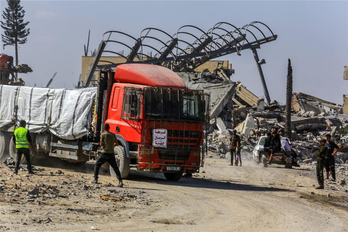 Ein Truck bringt Hilfsgüter nach Gaza.