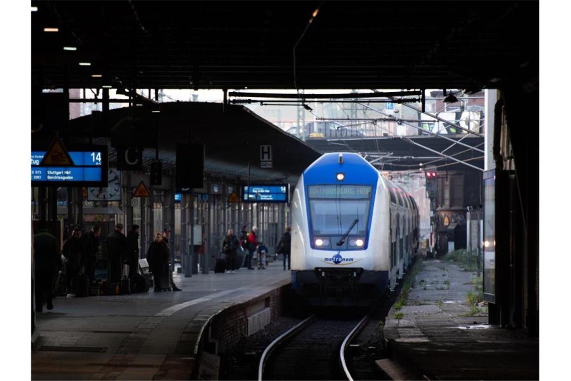 Ein Zug fährt in den Hauptbahnhof in Hamburg ein. Foto: Daniel Reinhardt/dpa/Symbolbild