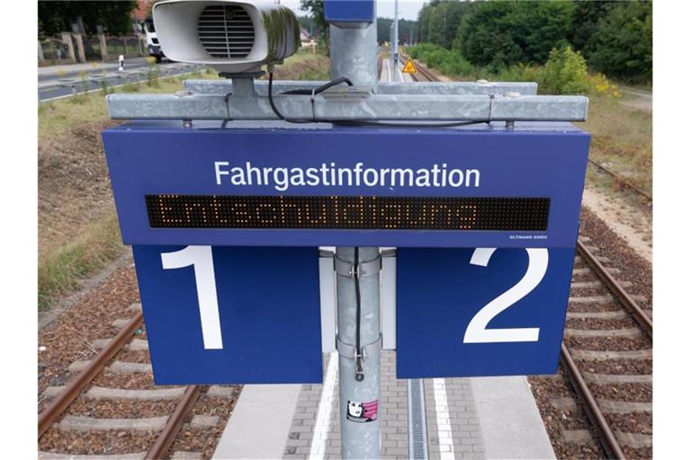 Eine Anzeigetafel an einem Bahnhof in Sachsen. Foto: Sebastian Kahnert/dpa-Zentralbild/dpa