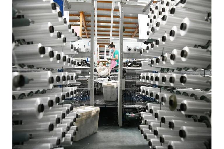 Eine Arbeiterin arbeitet in einer Fabrik für Kunststoffprodukte in der Stadt Ning'an in der nordostchinesischen Provinz Heilongjiang. Foto: Wang Jianwei/XinHua/dpa