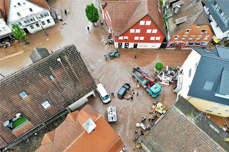 Eine Aufnahme aus dem überfluteten Rudersberg im Juni 2024. Archivfoto: 7aktuell.de/Kevin Lermer