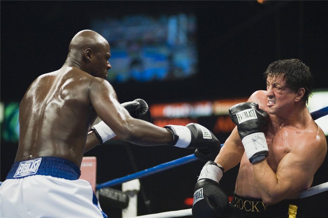 Eine der berühmtesten Motivationsreden der Filmgeschichte findet sich in dem Filmdrama „Rocky Balboa“ (Szene mit Sylvester Stallone, re., als Rocky Balboa und Antonio Tarver als Mason „The Line“ Dixon, 2006).