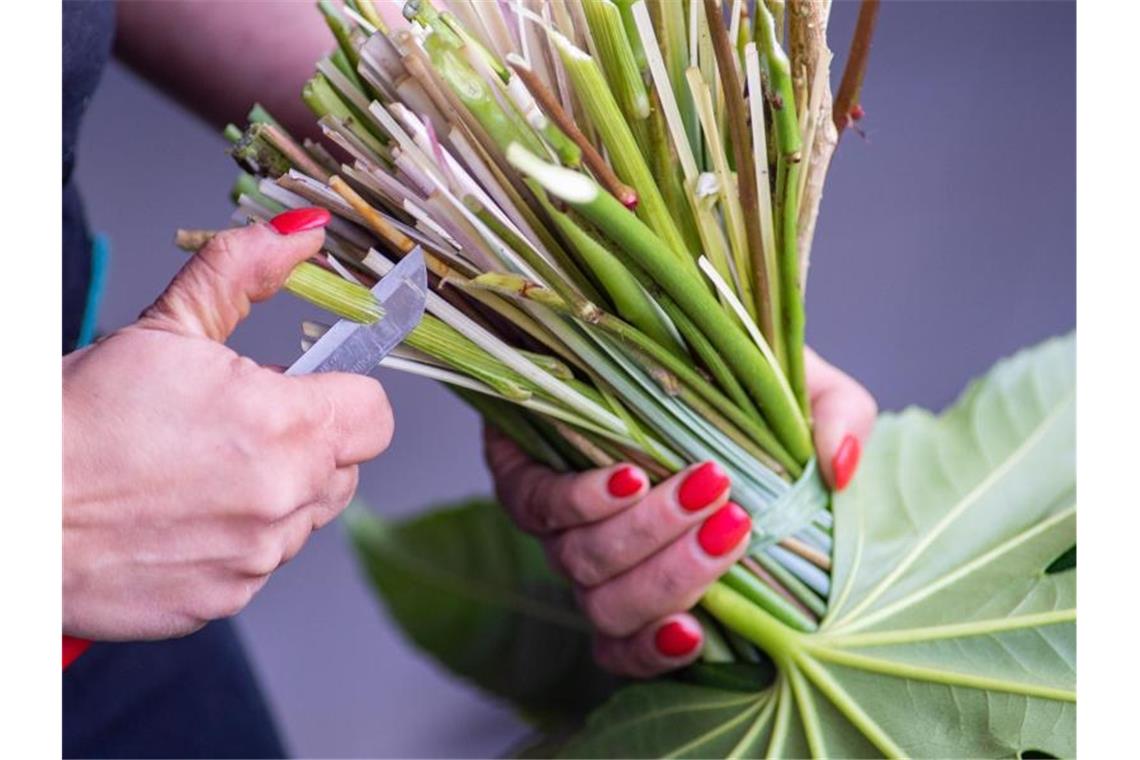 Wegen unklarer Rechtslage könnten Floristen zu bleiben Eine Floristin arbeitet an einem Blumenstrauß. Foto: Klaus-Dietmar Gabbert/dpa-Zentralbild/dpa