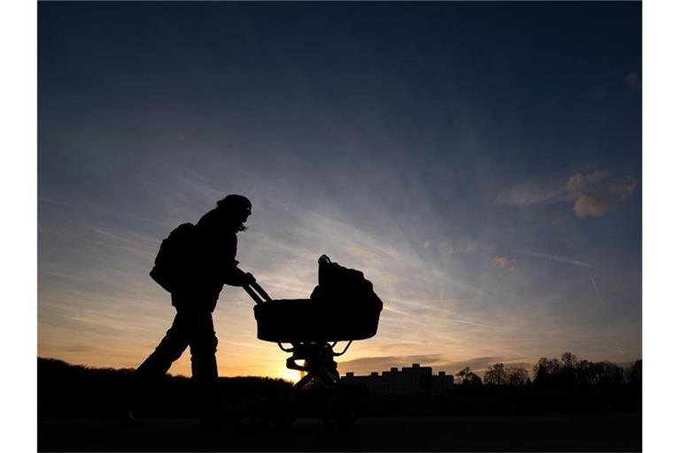 Eine Frau schiebt einen Kinderwagen. Die AfD will finanzielle Anreize schaffen, damit Frauen mehr Kinder bekommen. Foto: Sebastian Gollnow/dpa