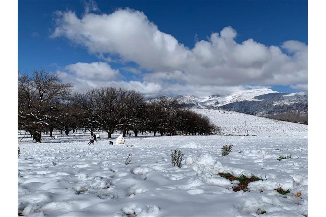 Eine geschlossene Schneedecke hat sich in der Nähe von Ceres am Westkap von Südafrika gebildet. Foto: Kristin Paliza/dpa