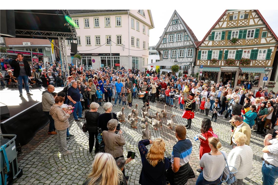 Eine proppenvolle Innenstadt wie beim Gänsemarkt 2019 – das wünschen sich alle wieder zurück. Mit dem jetzt beschlossenen Förderprogramm möchte die Stadt vorbereitet sein, wenn es zum Neustart kommt. Archivfoto: A. Becher