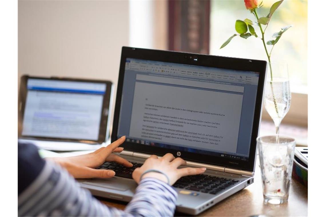 Eine Schülerin arbeitet an einem Laptop. Foto: Sebastian Gollnow/dpa/Symbolbild