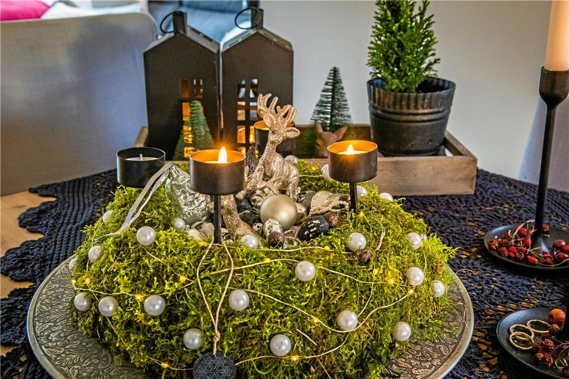 „Dieses Jahr war kein Vorzeigejahr“ Einer von vielen Adventskränzen mit Naturmaterialien aus dem eigenen Garten.