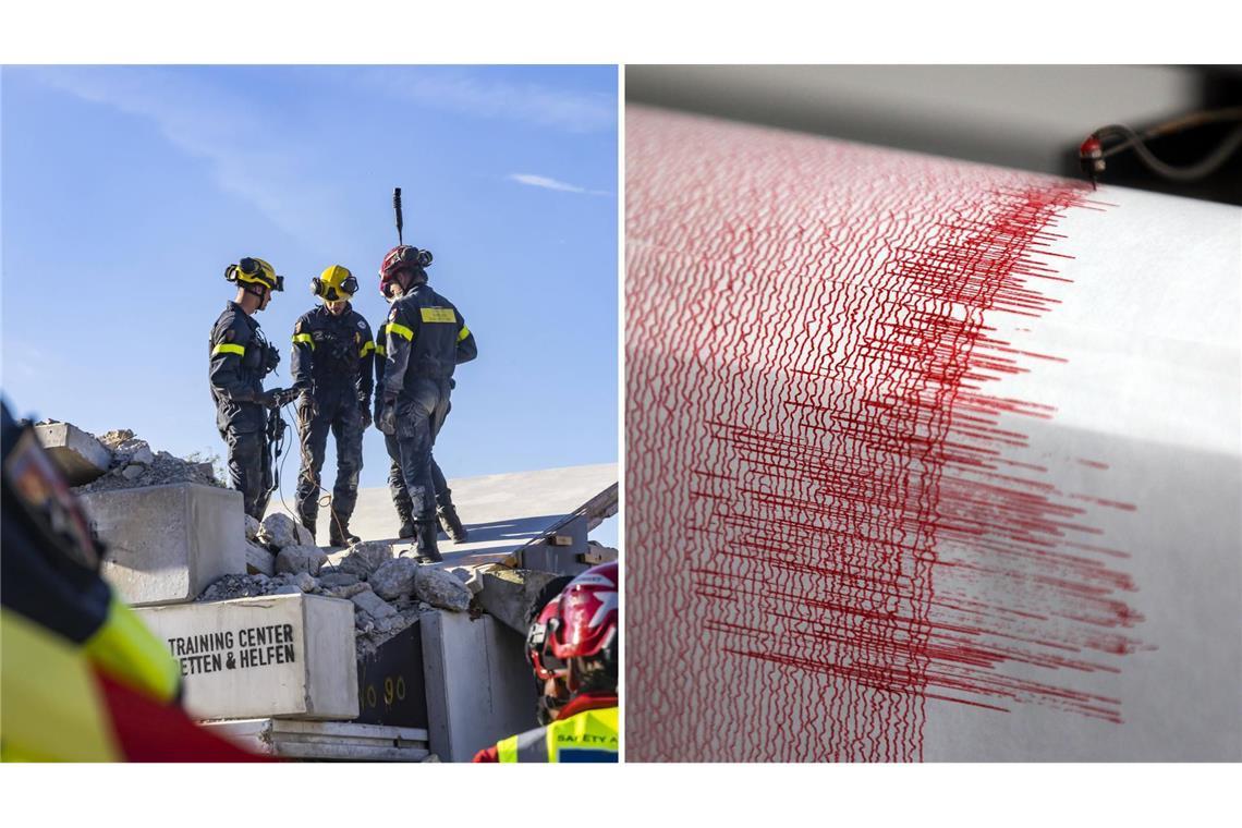 Einsatzkräfte proben den Ernstfall: Schwere Erdbeben sind in Baden-Württemberg sehr selten.