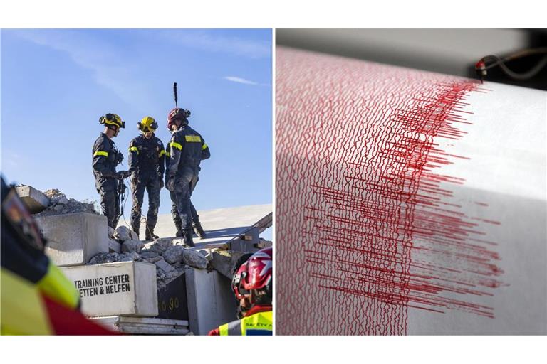 Einsatzkräfte proben den Ernstfall: Schwere Erdbeben sind in Baden-Württemberg sehr selten.