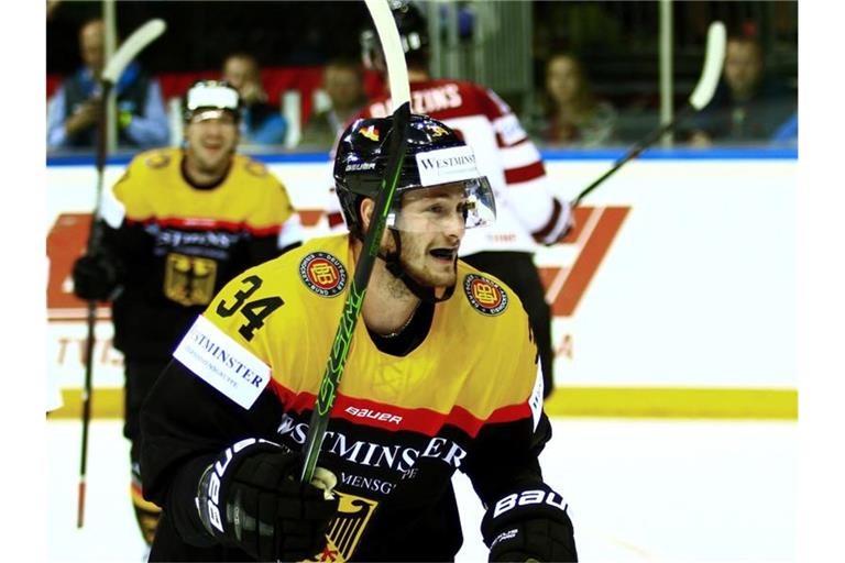 Eishockey-Star Tom Kühnhackl feiert sein WM-Debüt. Foto: Stefan Diepold/eishockey-online.com/dpa