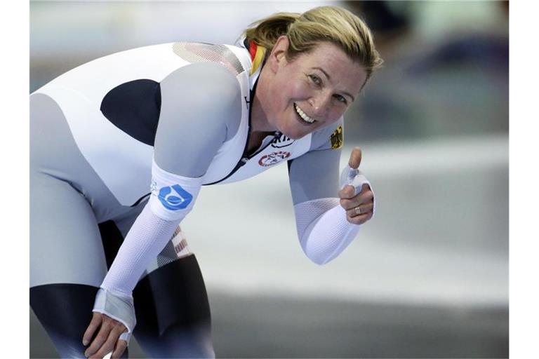 Eisschnellläuferin Claudia Pechstein wird zum achten Mal an Olympischen Winterspielen teilnehmen. Foto: Rick Bowmer/AP/dpa