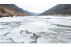 Eisschollen auf der Elbe bei Bad Schandau in Sachsen.