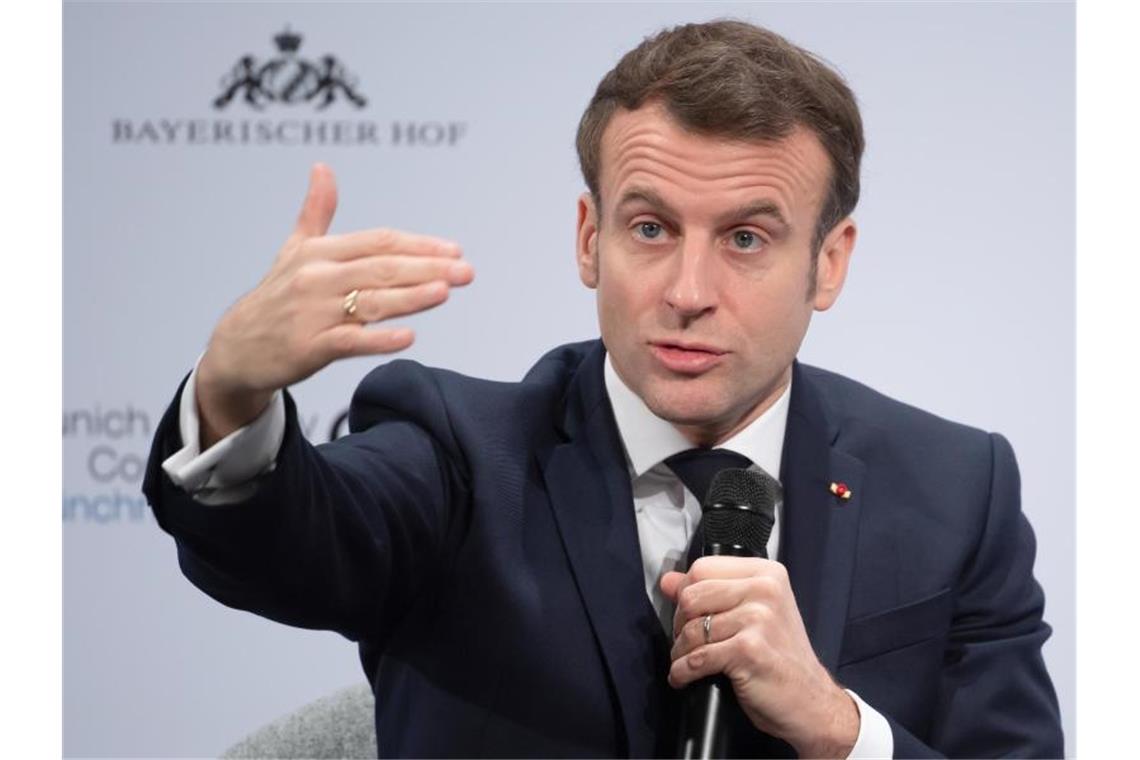 Macron warnt vor Scheitern des Tandems Berlin-Paris Emmanuel Macron am zweiten Tag der Münchner Sicherheitskonferenz. Foto: Sven Hoppe/dpa