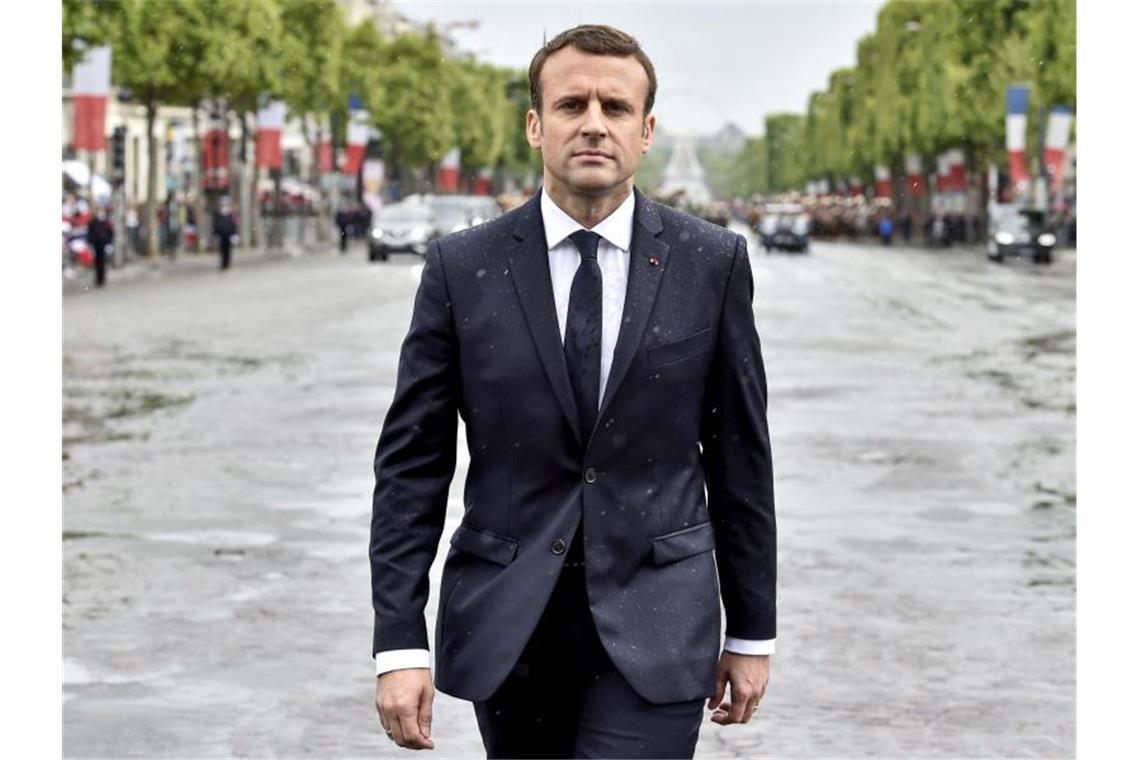 Emmanuel Macron sich für eine zweite Amtszeit zur Wahl. Foto: Alain Jocard/AFP/dpa