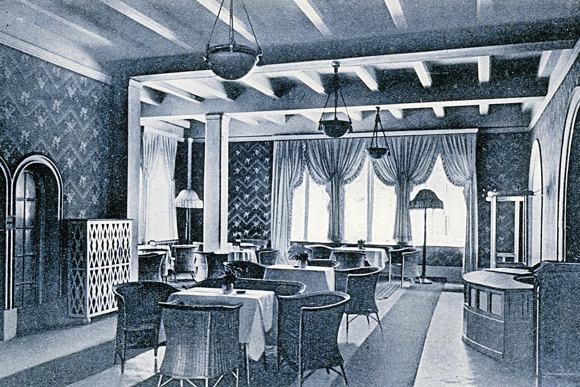 Empfangsraum und Diele des Bahnhofhotels in den 1920er-Jahren.