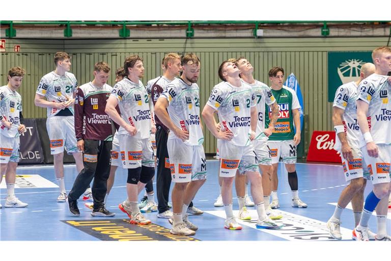 Enttäuschte Frisch-Auf-Spieler nach der knappen Niederlage im letzten Saisonspiel in Wuppertal.