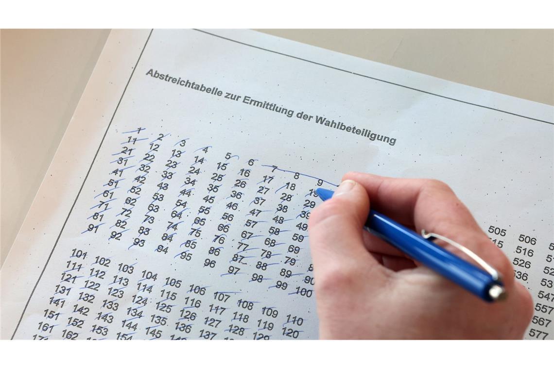 Bis zum Mittag mehr Wähler als 2021 Erfassung der Wahlbeteiligung in einem Wahllokal.