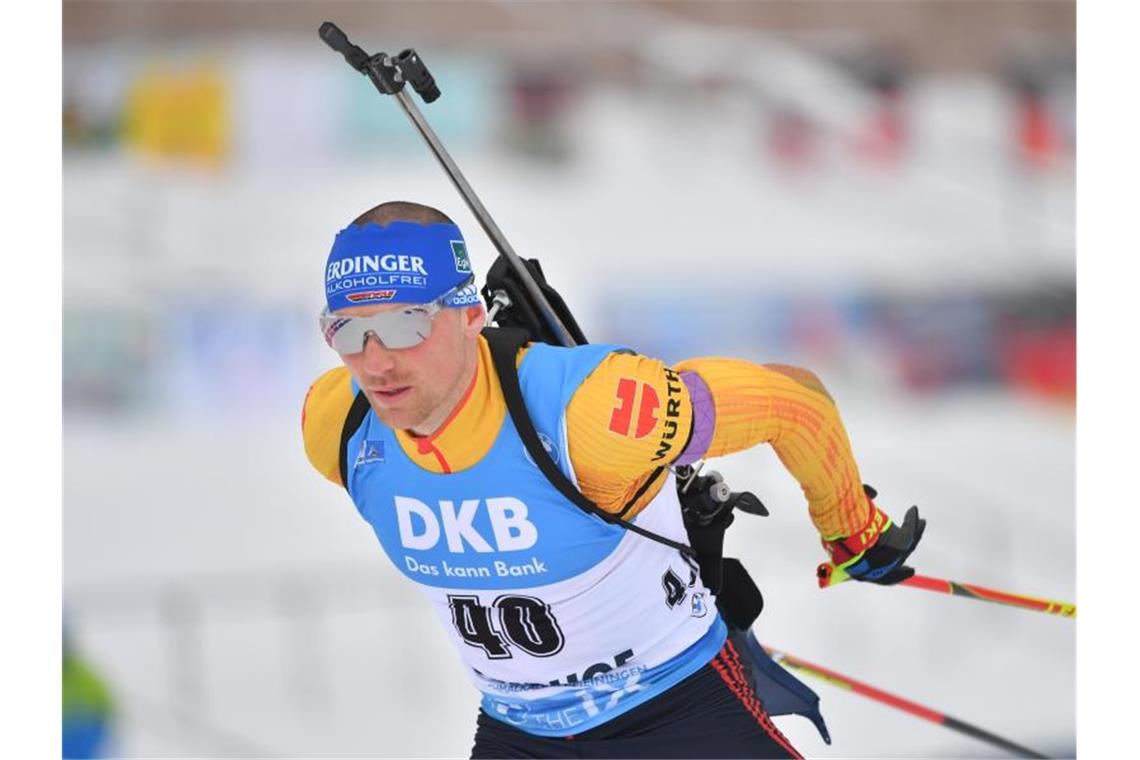 Preuß bejubelt drittes Podest - Eckhoff in eigener Liga Erik Lesser landete beim Weltcup in Nove Mesto auf Platz 14. Foto: Martin Schutt/dpa