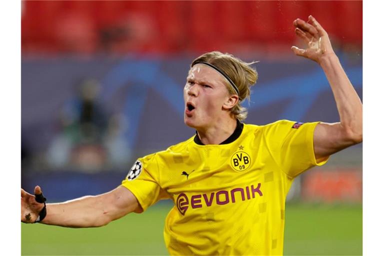 Erling Haaland jubelt nach seinem Treffer zum 1:2. Foto: Daniel Gonzalez Acuna/dpa