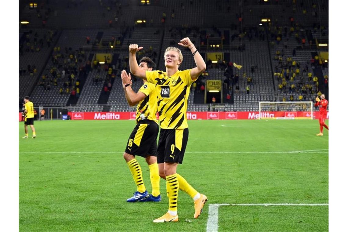 Bundesliga am Samstag: Sechs Spiele, sechs Köpfe Erling Haaland sorgt in der Regel für die Dortmunder Tore. Foto: Bernd Thissen/dpa