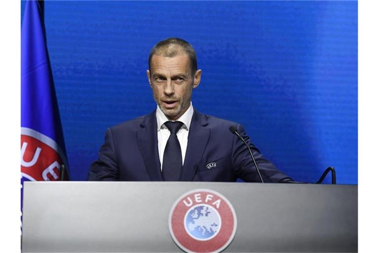 Erneuerte seine Warnung an Real Madrid und Co.: UEFA-Präsident Aleksander Ceferin. Foto: Richard Juilliart/UEFA/AP/dpa