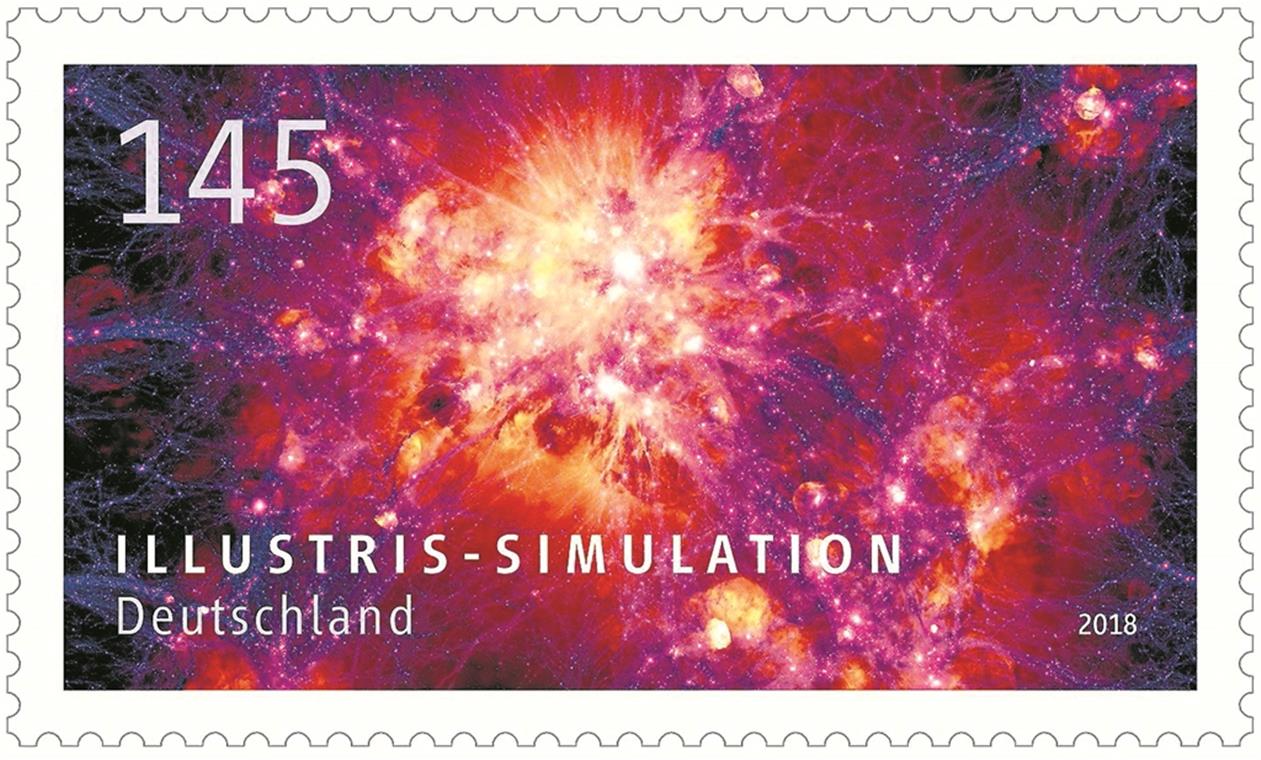 Wie entstand unsere Milchstraße? Erscheint am morgigen Donnerstag: Sonderbriefmarke zu Ehren des Illustris-Projekts. Foto: Post