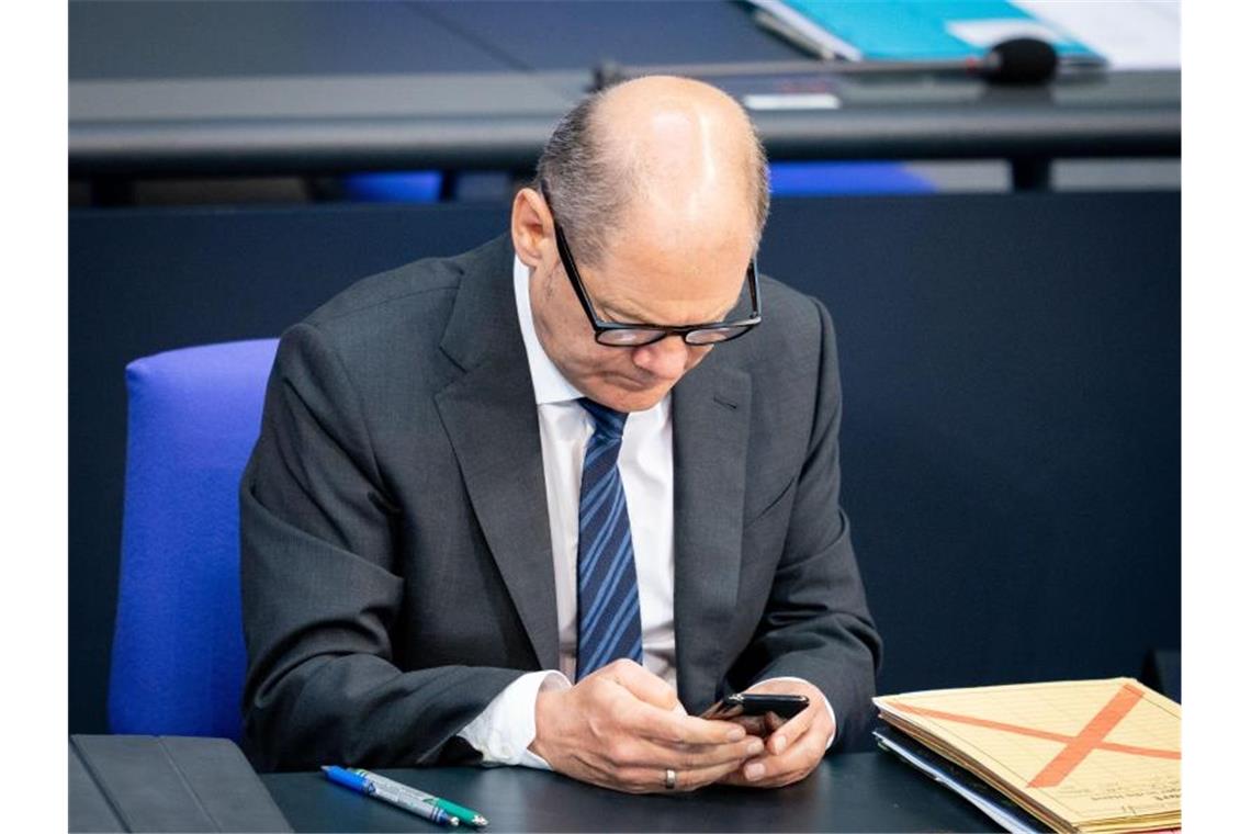 Erster deutscher Bundeskanzler bei Twitter: Olaf Scholz. Foto: Kay Nietfeld/dpa