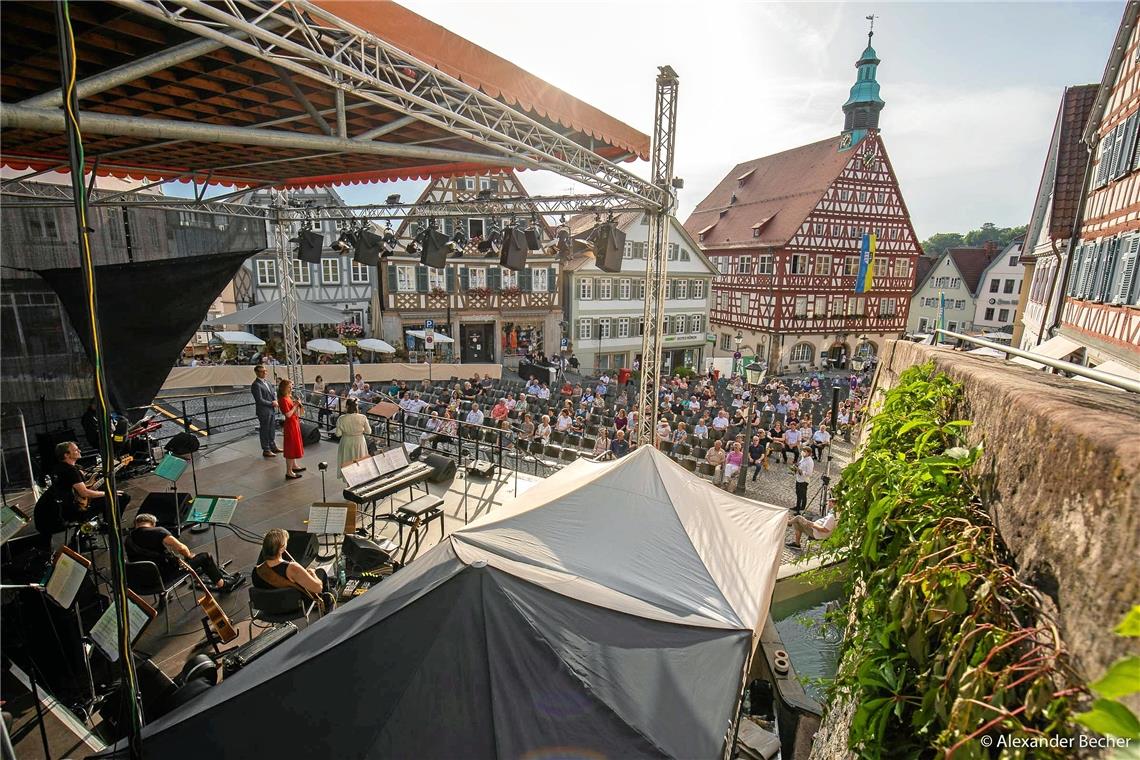 erstes Konzert im Backnanger Kultursommer auf der Marktplatzbühne, die Musical-G...