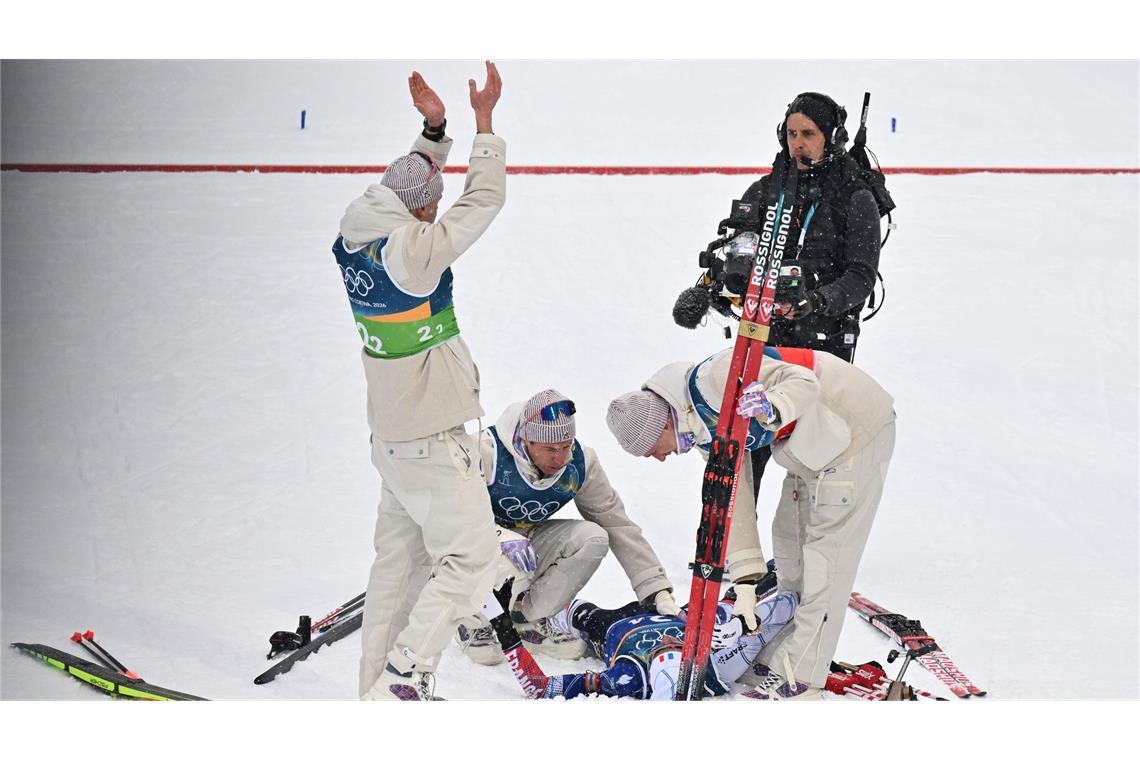 Erstmals Olympiasieger: Frankreichs Staffel jubelte im Ziel.
