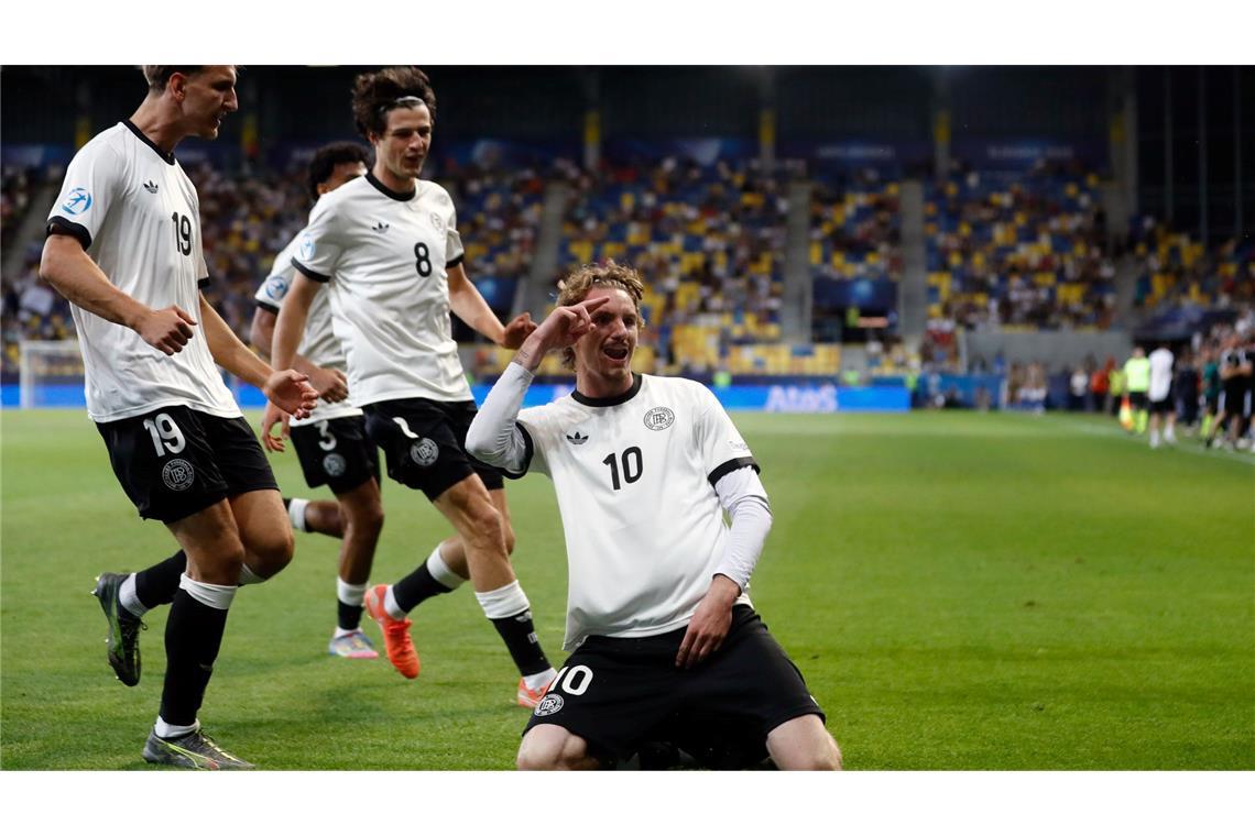 Woltemade trifft wieder: U21-Fußballer im EM-Halbfinale Erzielte sein fünftes Turniertor: Nick Woltemade.