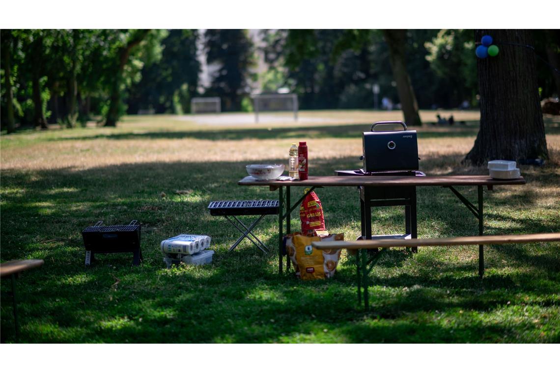 Sommer, Sonne, Sauberkeit: Unterwegs mit Grill-Diplomaten Es kann losgehen: Viele Parkbesucher sind bestens ausgestattet für ihr Grill-Abenteuer im Park.