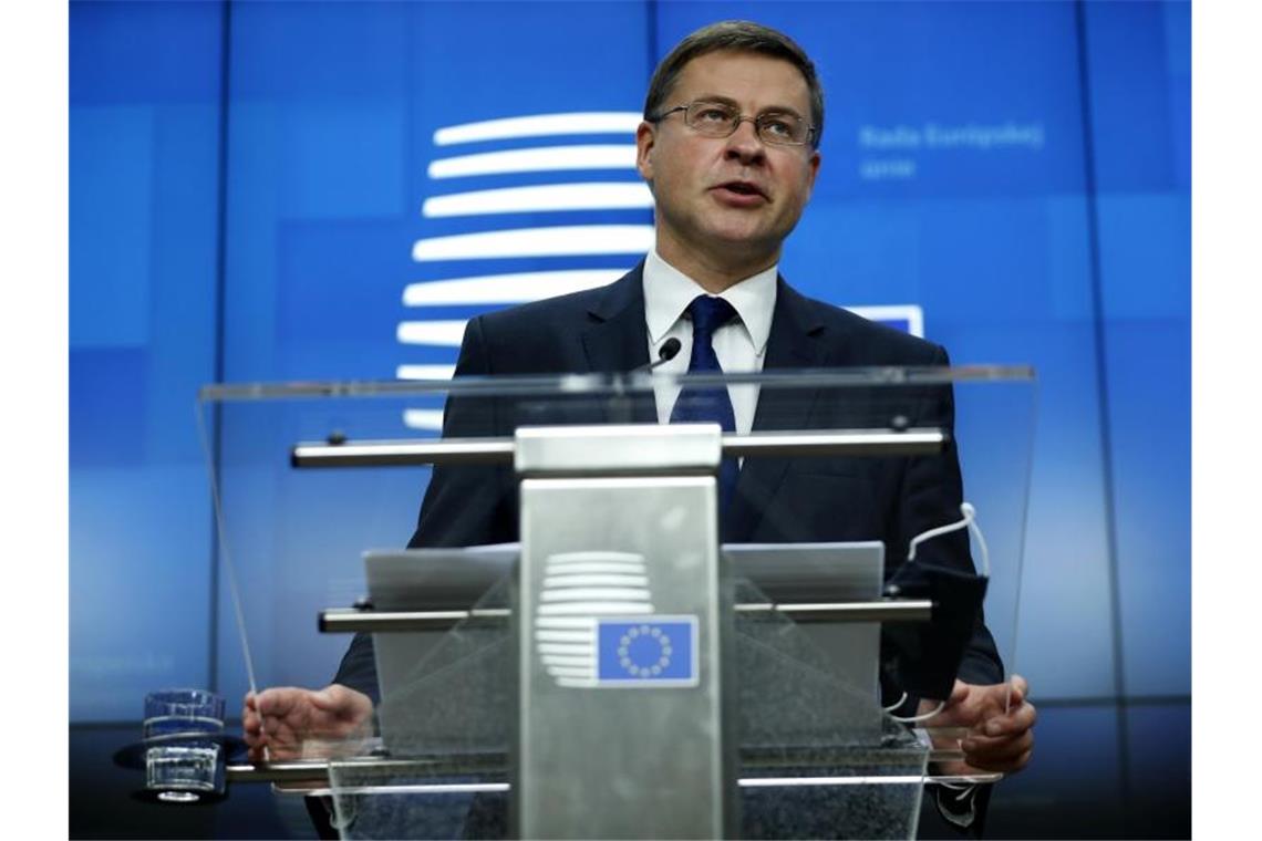 EU-Handelskommissar Valdis Dombrovskis. Foto: Francisco Seco/AP Pool/dpa