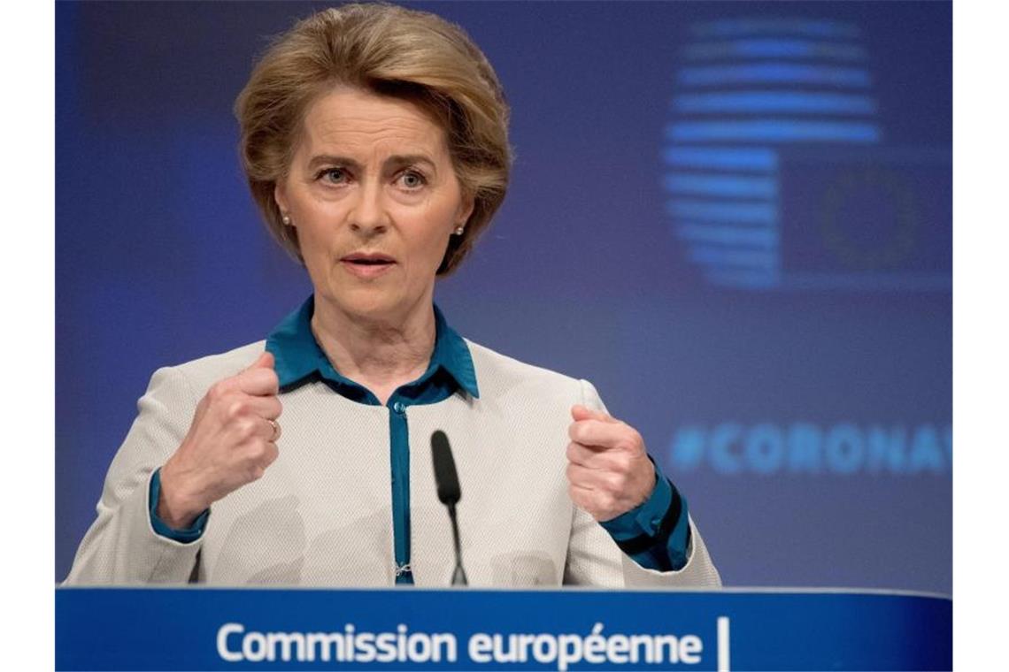 EU-Kommissionspräsidentin Ursula von der Leyen spricht beim EU-Aufbauplan von einem Umfang in Billionenhöhe. Foto: Etienne Ansotte/European Commission/dpa