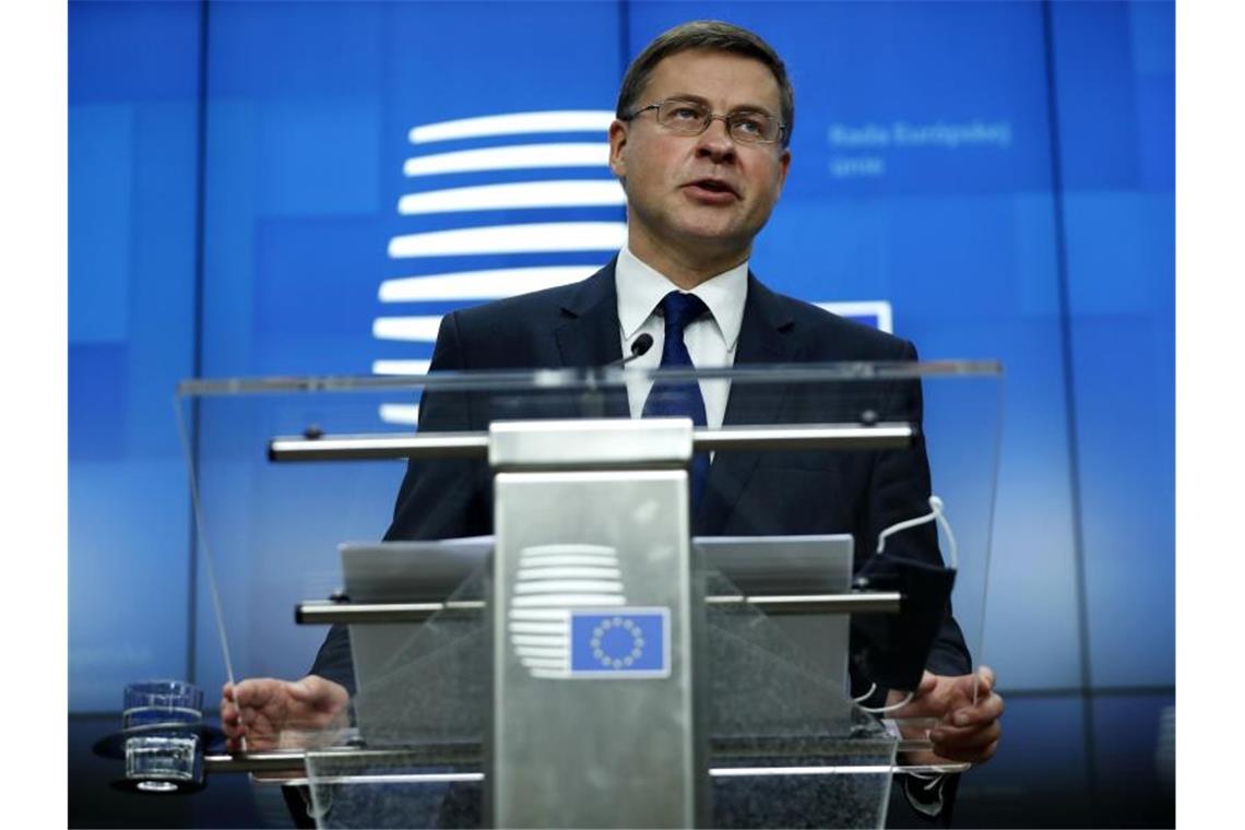 EU-Kommissionsvize Valdis Dombrovskis. Foto: Francisco Seco/AP Pool/dpa