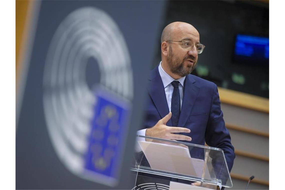 EU plant Billionen-Programm gegen Corona-Wirtschaftskrise EU-Ratschef Charles Michel: Bei einem Videogipfel kommen die EU-Staats- und Regierungschefs zusammen. Foto: Laurie Diffembacq/European Parliament/dpa