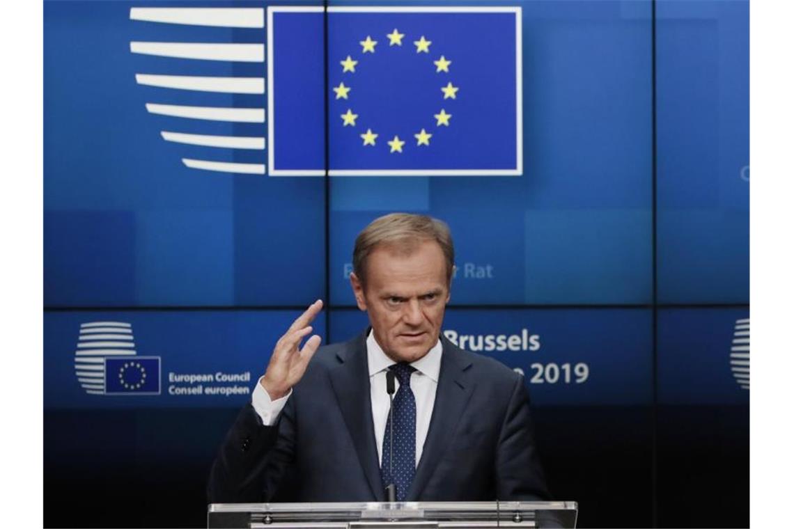 EU streitet über Spitzenposten - CSU-Vize Weber vor dem Aus? EU-Ratspräsident Donald Tusk in Brüssel. Foto: Virginia Mayo/AP