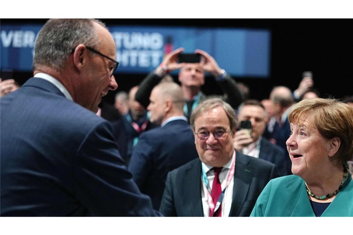 Ex-Kanzlerin Merkel (CDU) war am Freitag zu Gast beim CDU-Bundesparteitag in Stuttgart.