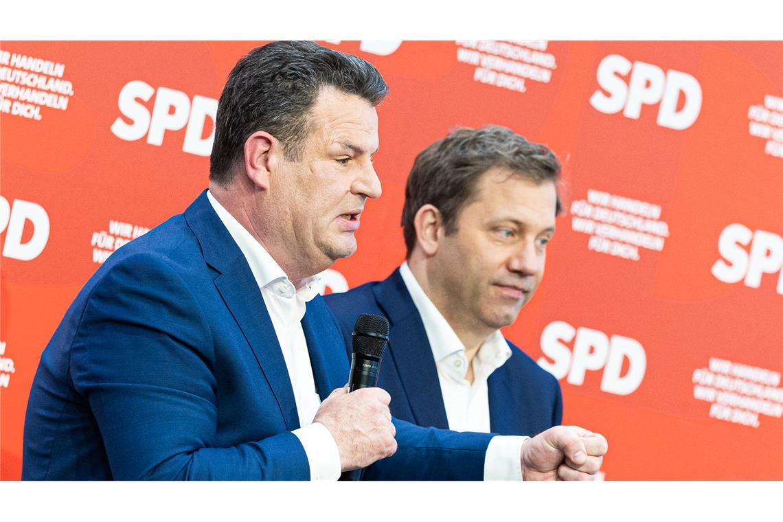 Ex-Minister Heil (l.) tritt Spekulationen entgegen, er komme als Nachfolger von SPD-Chef Lars Klingbeil (r.) in Betracht.