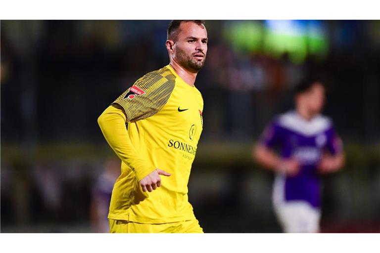 Fabian Eisele von der SG Sonnenhof Großaspach  hat nun 34 Saisontreffer in der Oberliga auf seinem Konto.      
Archivfoto: IMAGO/Friopics/Silas Schueller