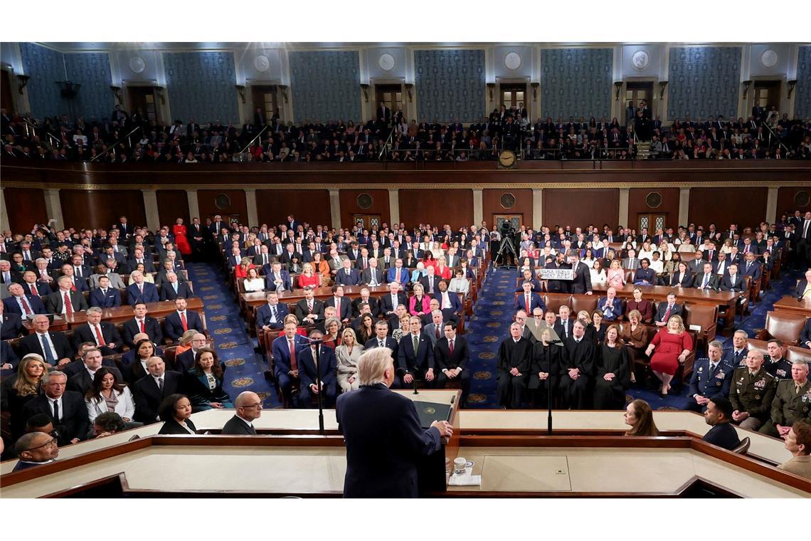 Fast zwei Stunden lang redete Trump vor dem Kongress.