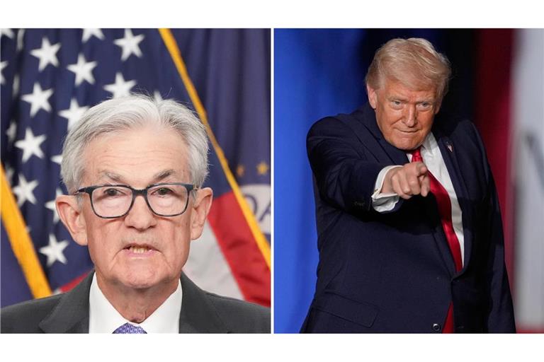 Fed-Chef Jerome Powell (links) und US-Präsident Donald Trump (rechts).
